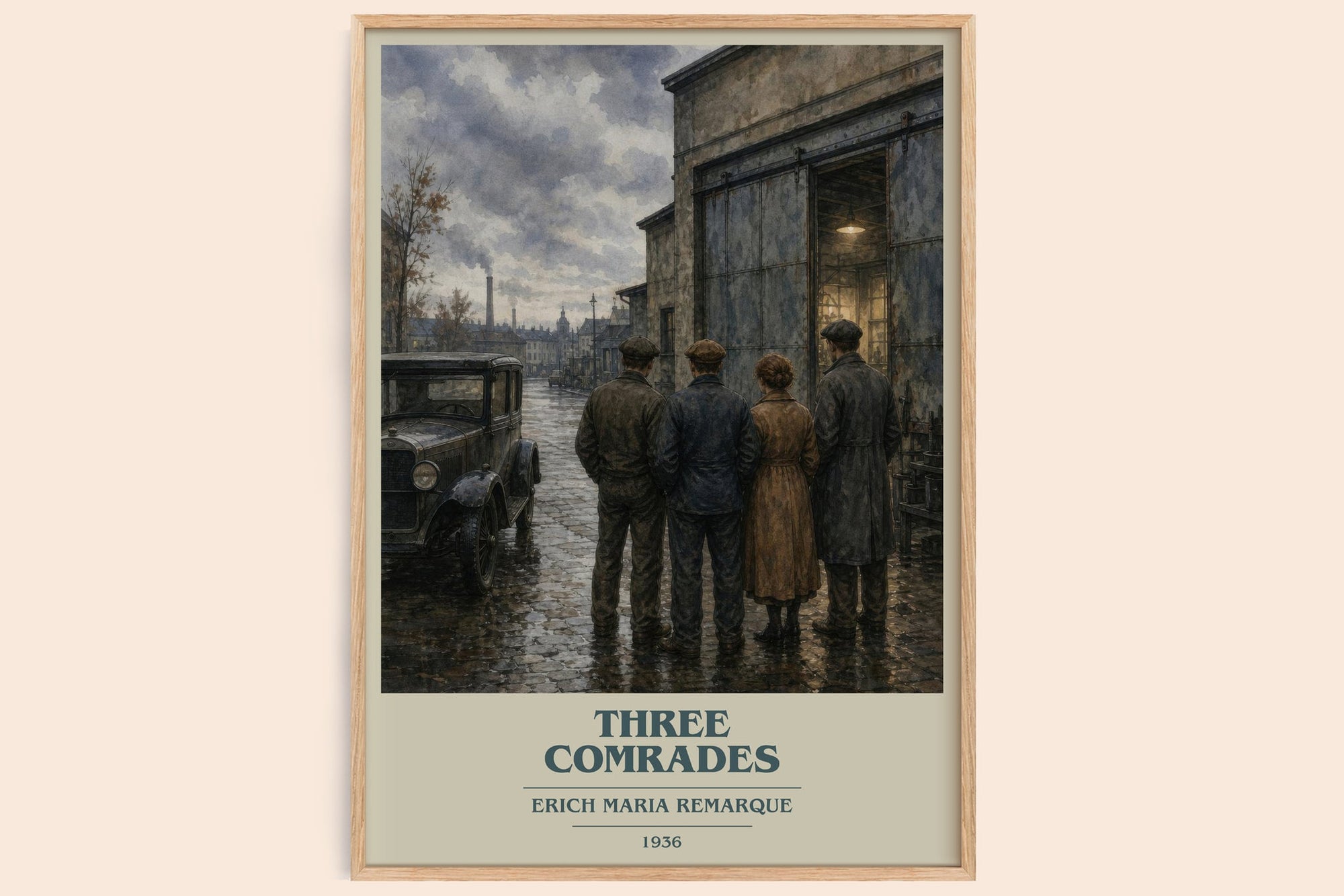 Three Comrades book cover book poster by Erich Maria Remarque – framed literary art print