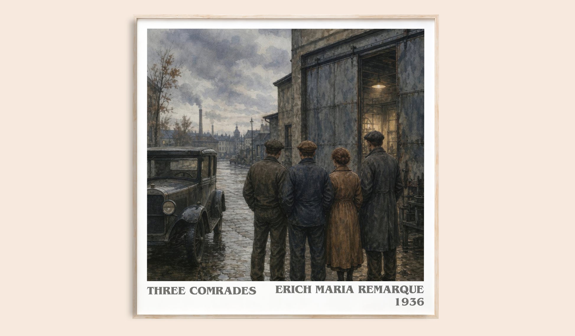 Three Comrades literary book poster by Erich Maria Remarque – framed literary art print