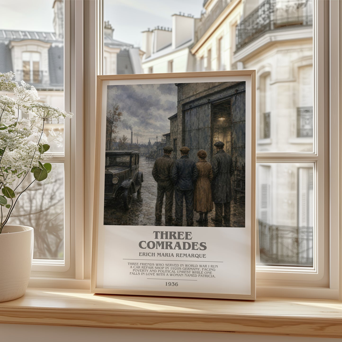 Three Comrades bookish poster colour and style options – Erich Maria Remarque book art
