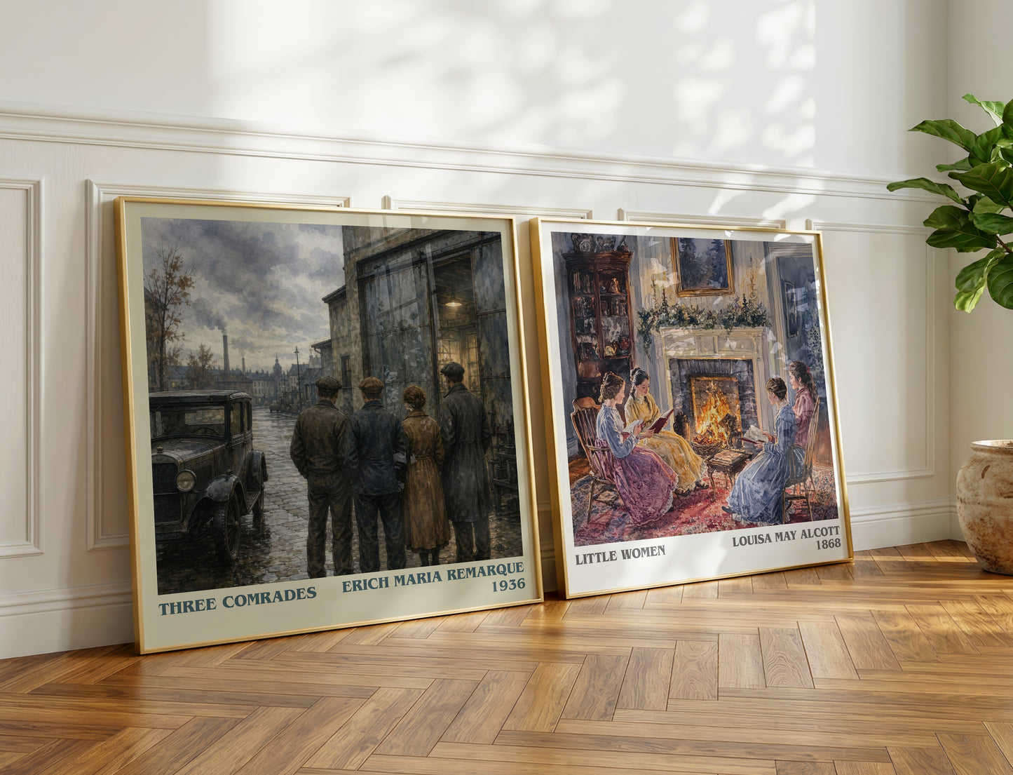 Three Comrades literary print on bookshelf – Erich Maria Remarque fan gift