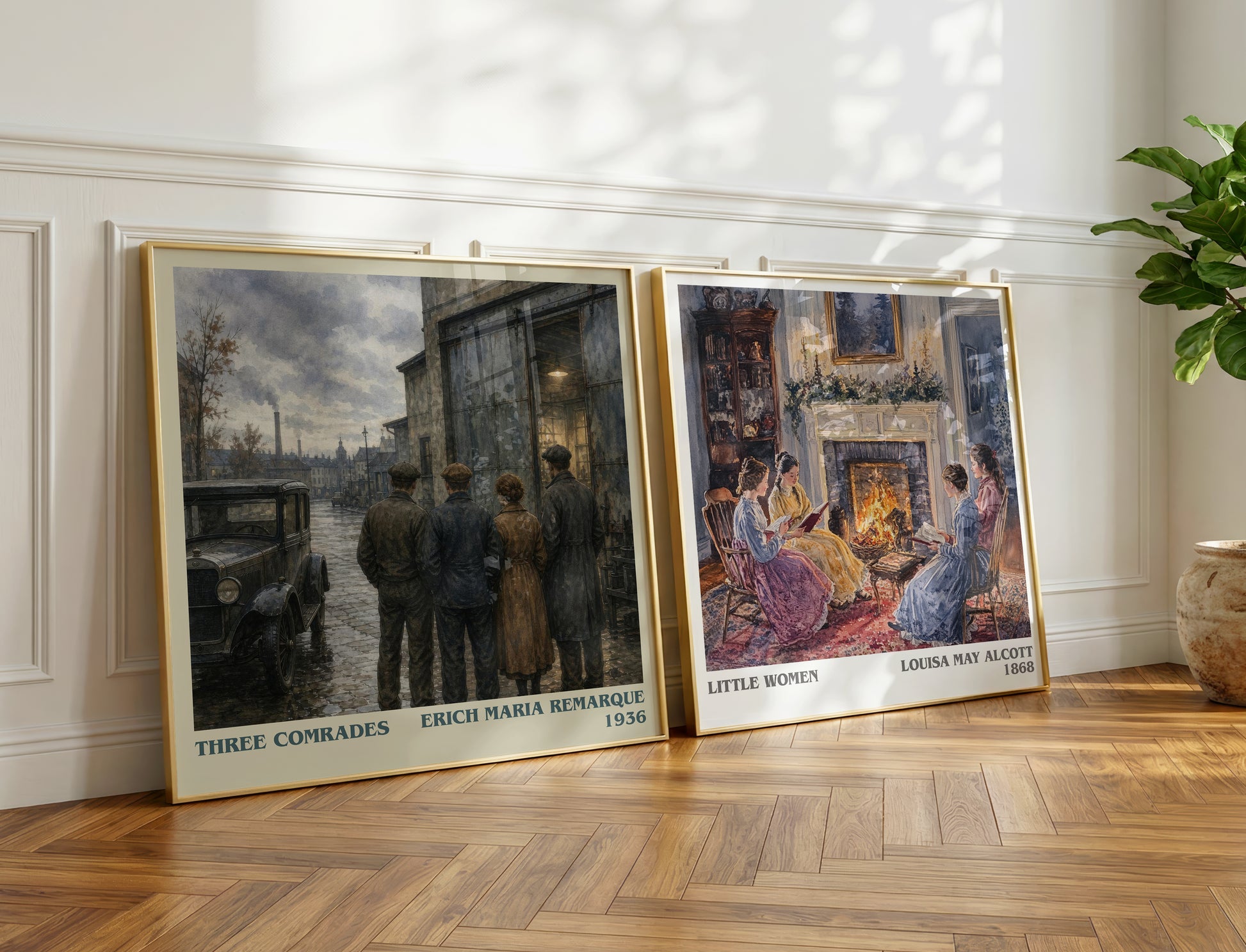 Three Comrades literary print on bookshelf – Erich Maria Remarque fan gift