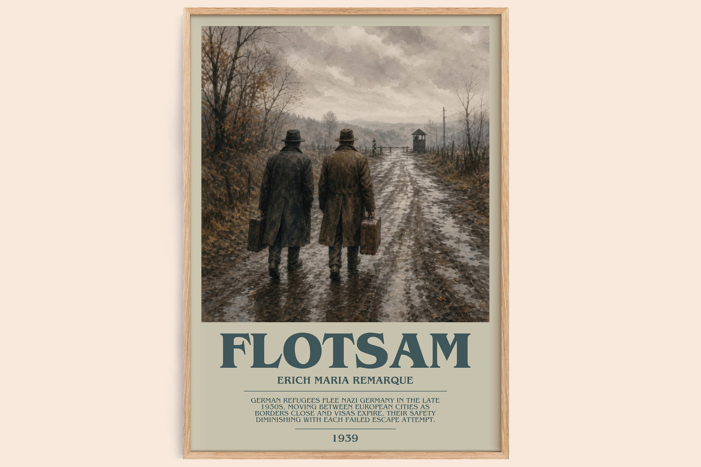 Flotsam bookish book poster by Erich Maria Remarque – framed literary art print