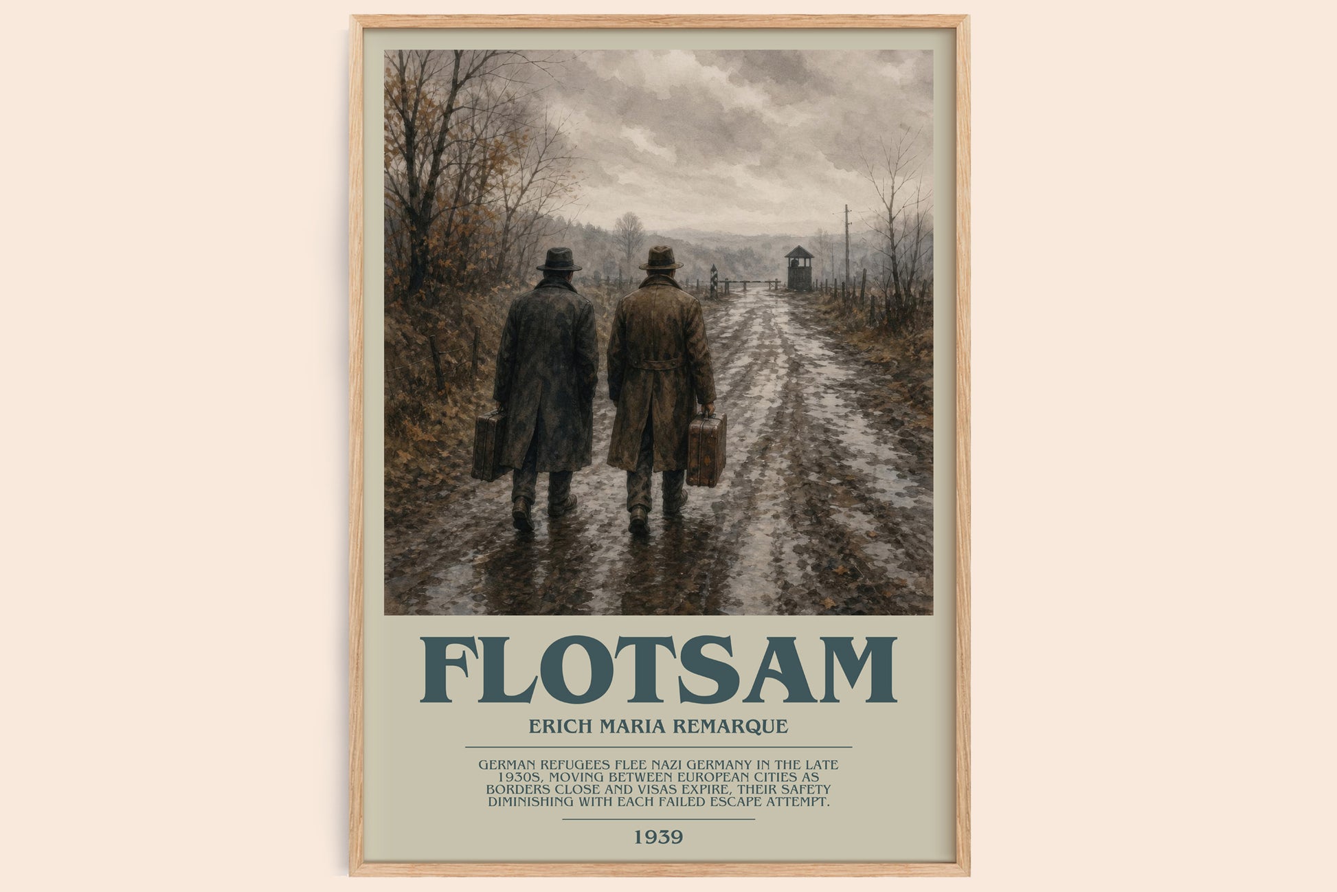 Flotsam bookish book poster by Erich Maria Remarque – framed literary art print
