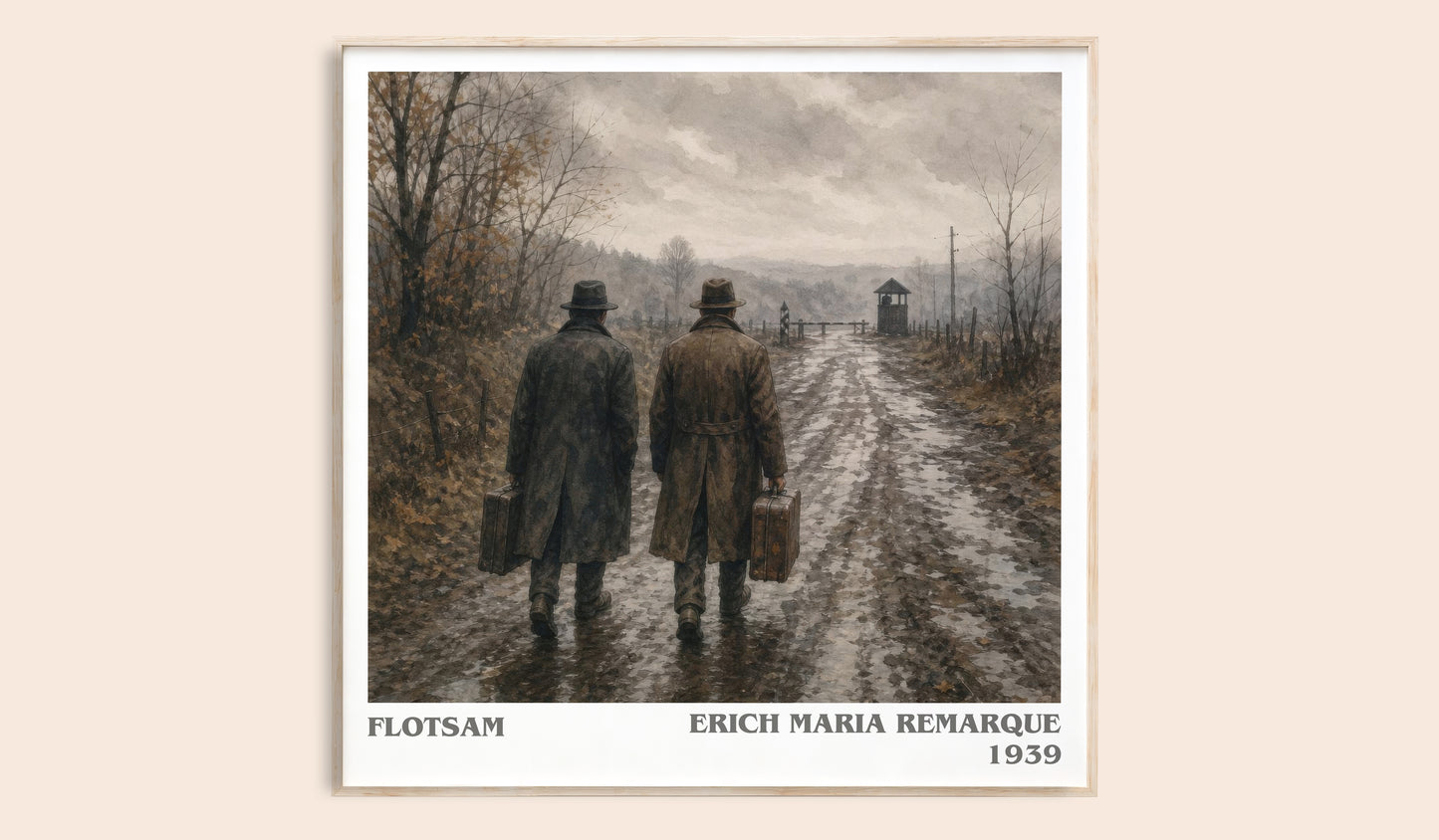 Flotsam literary book poster by Erich Maria Remarque – framed literary art print