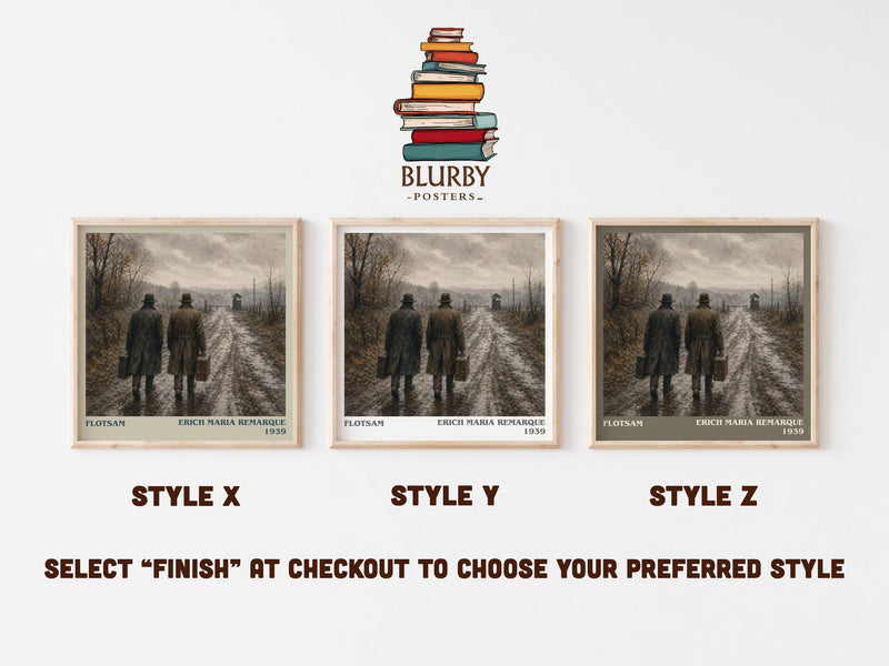 Flotsam literary print in frame leaning in hallway – historical fiction wall art