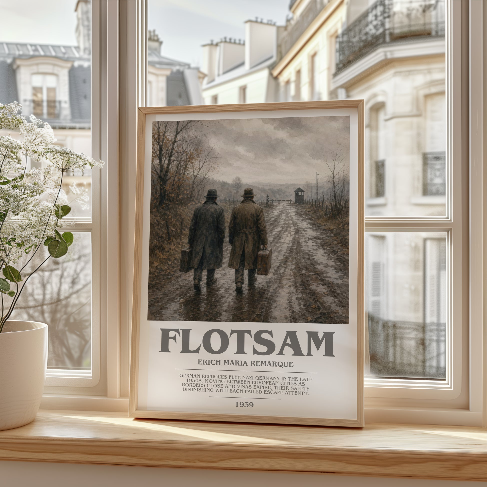 Flotsam bookish poster colour and style options – Erich Maria Remarque book art