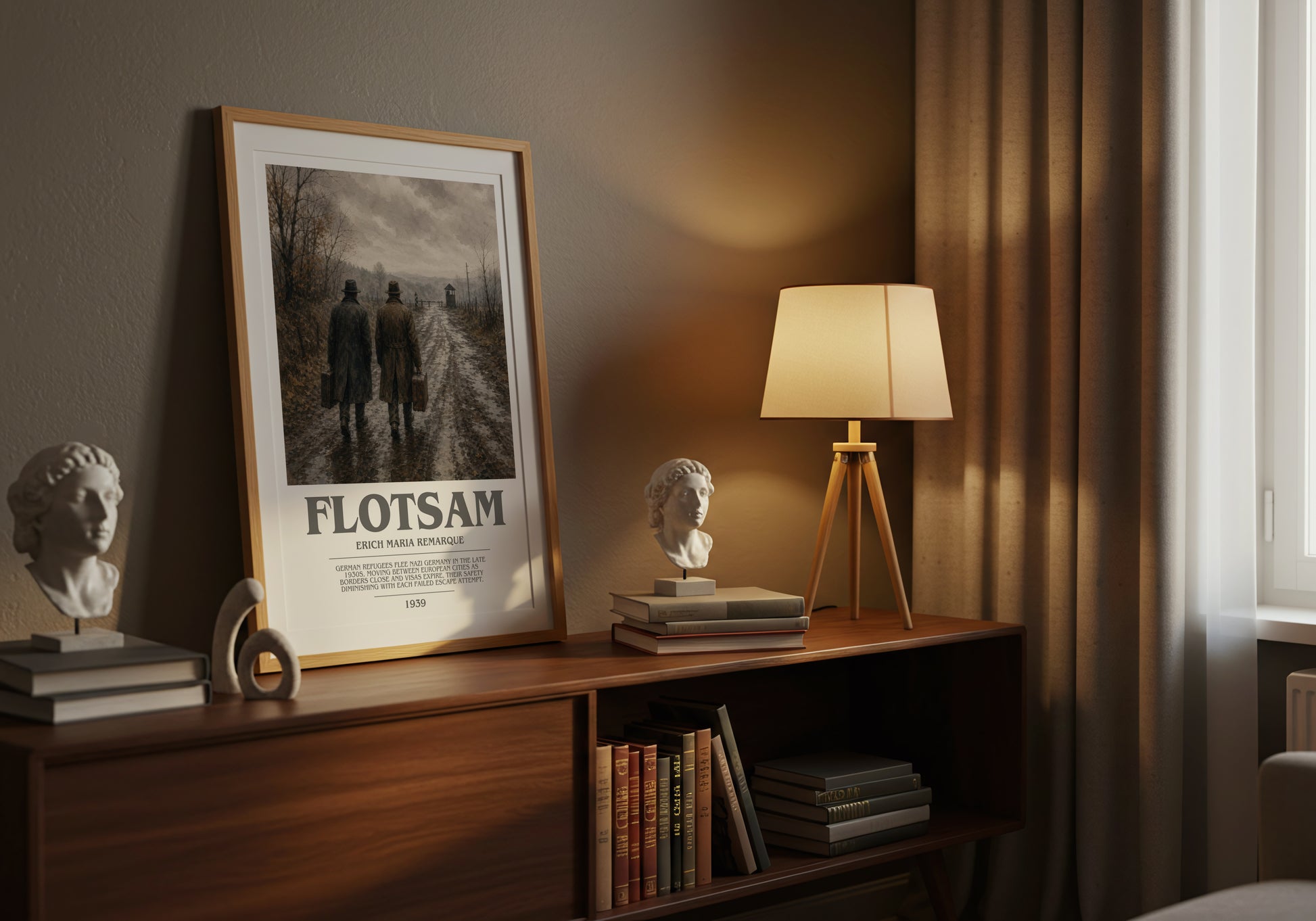 Flotsam bookish book poster framed on wall – historical fiction wall art