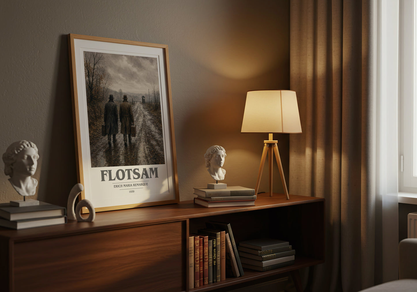 Flotsam book cover book poster framed on wall – historical fiction wall art