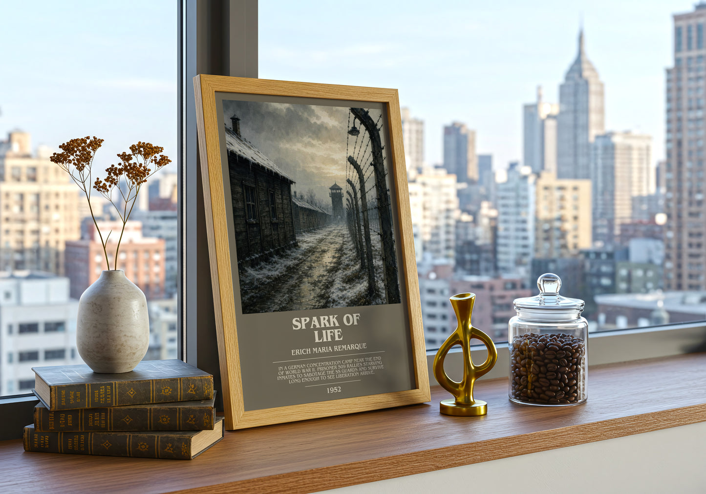 Spark Of Life bookish print framed by window – literary home decor