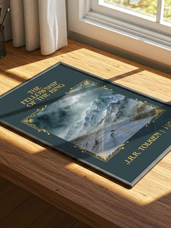 The Fellowship Of The Ring Classic Book Art Print by J.R.R. Tolkien – print on a sunlit desk