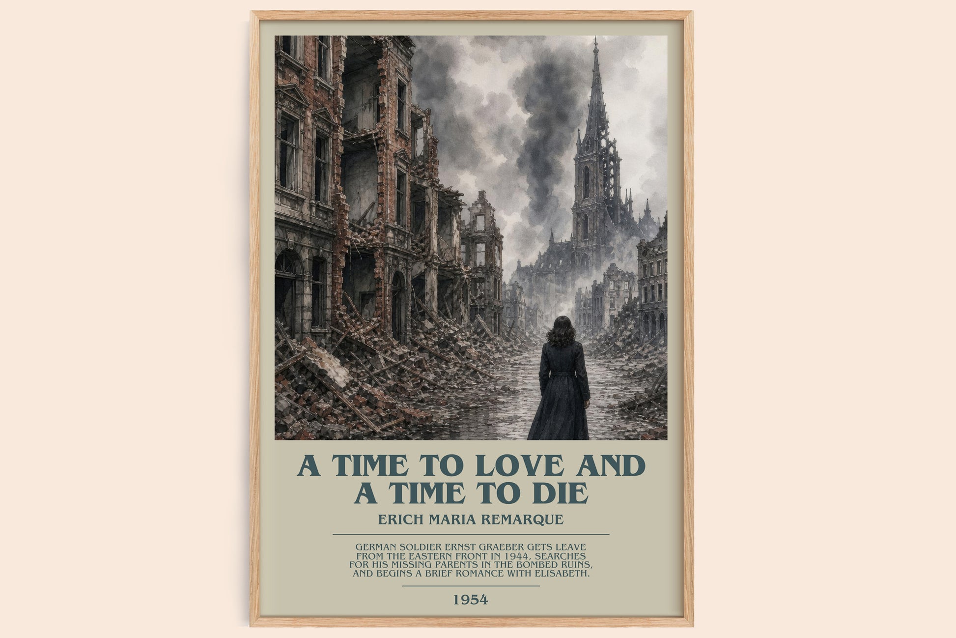 A Time To Love And A Time To Die bookish book poster by Erich Maria Remarque – framed literary art print