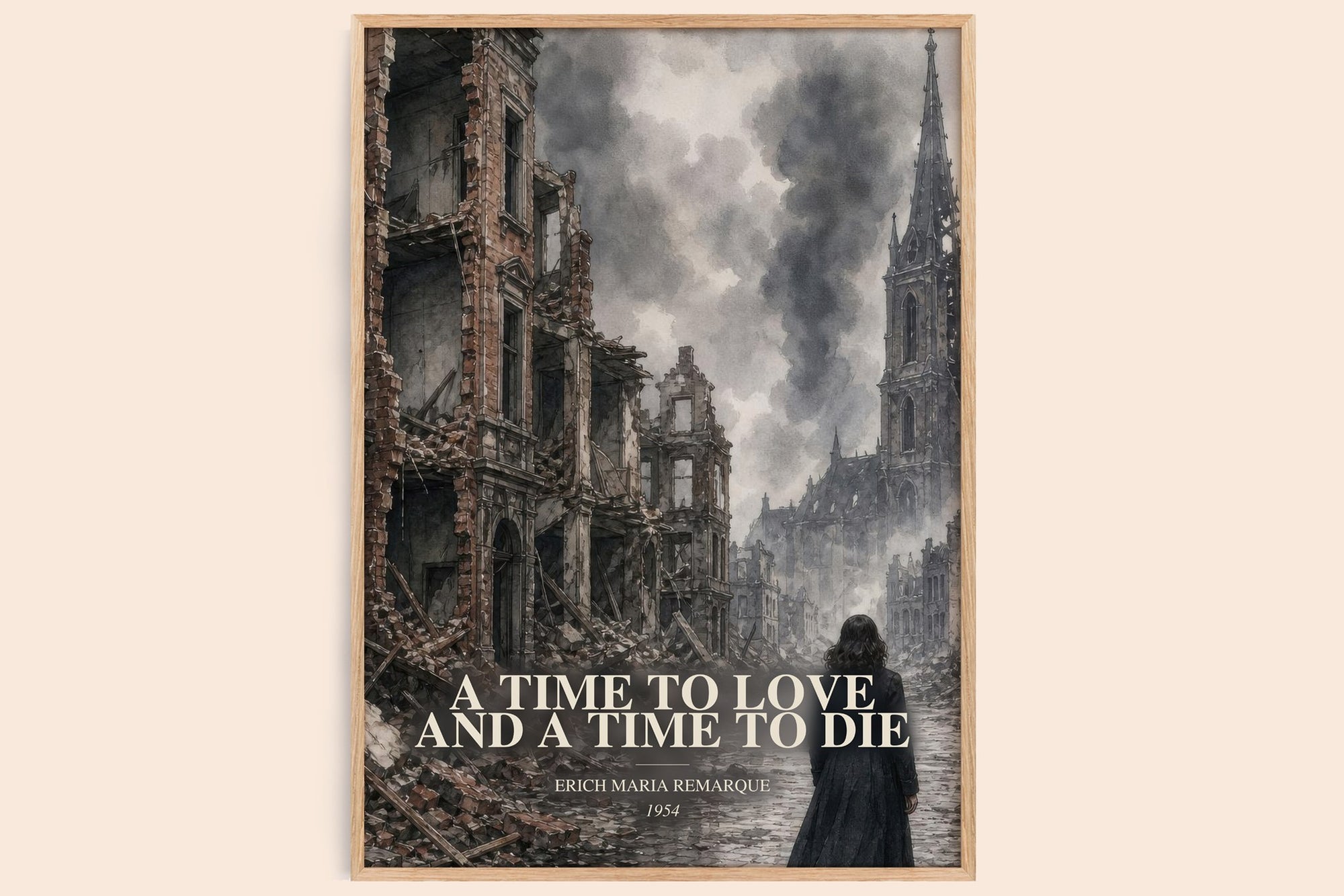 A Time To Love And A Time To Die watercolour book poster by Erich Maria Remarque – framed literary art print