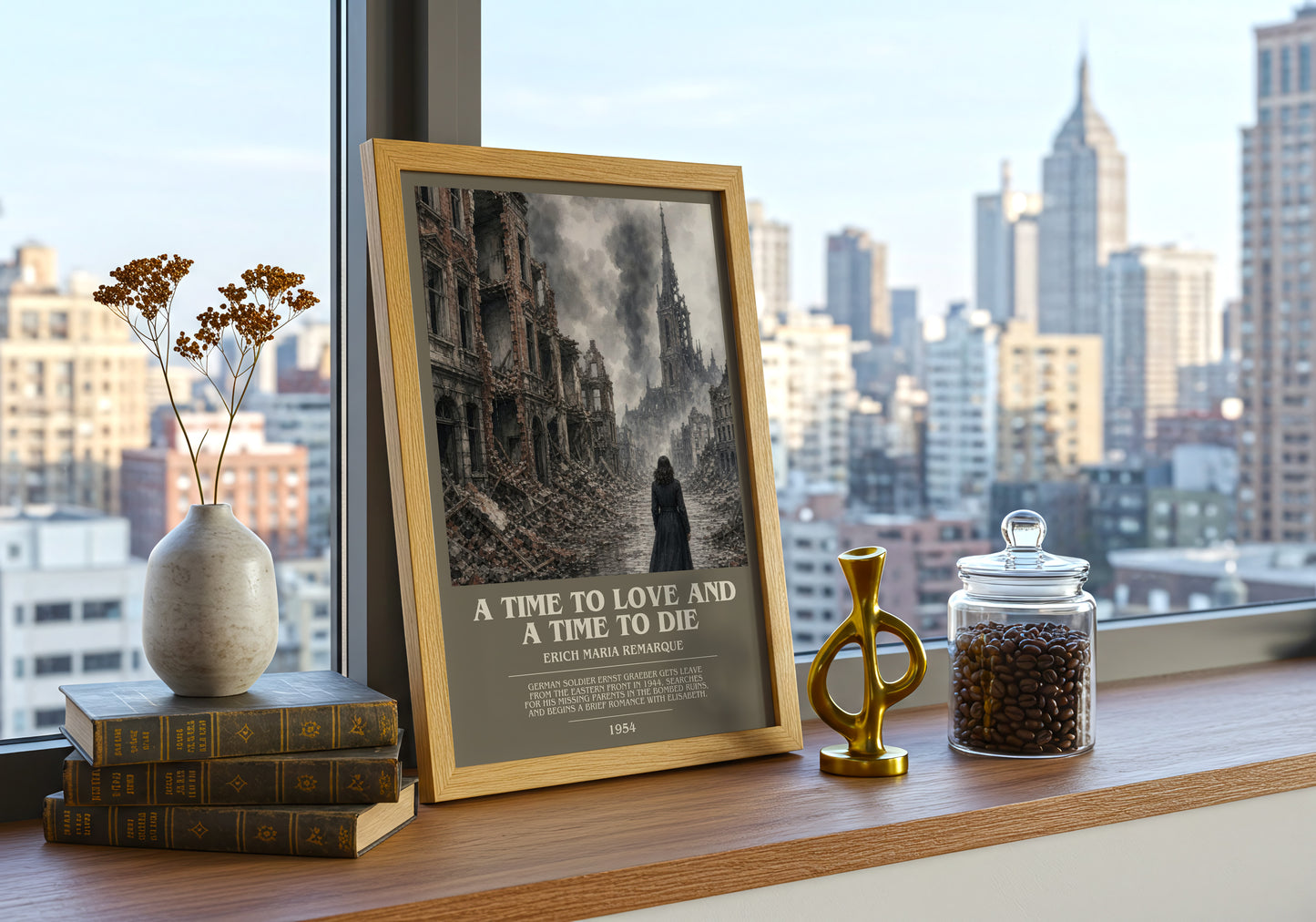 A Time To Love And A Time To Die bookish print framed by window – literary home decor