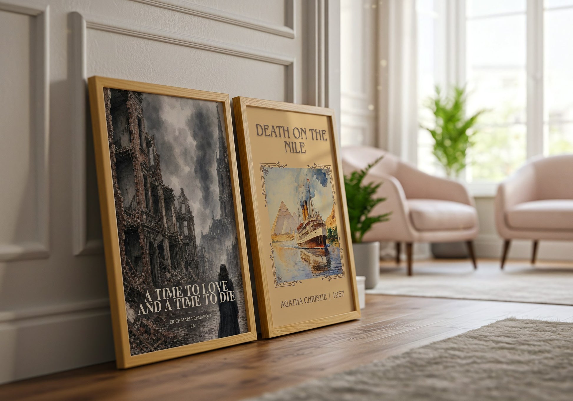 A Time To Love And A Time To Die watercolour print framed by window – literary home decor
