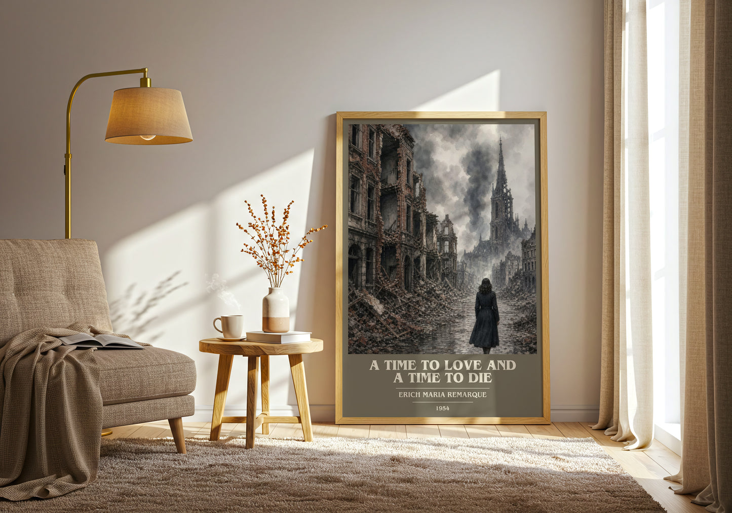 A Time To Love And A Time To Die book cover print on bookshelf – Erich Maria Remarque fan gift