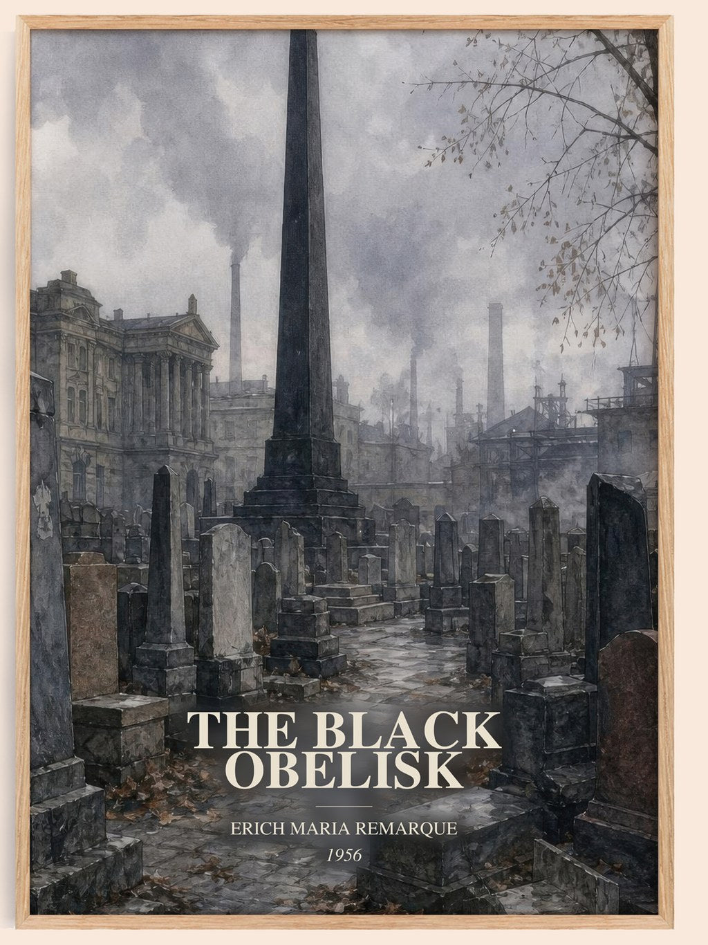 The Black Obelisk watercolour book poster by Erich Maria Remarque – framed literary art print