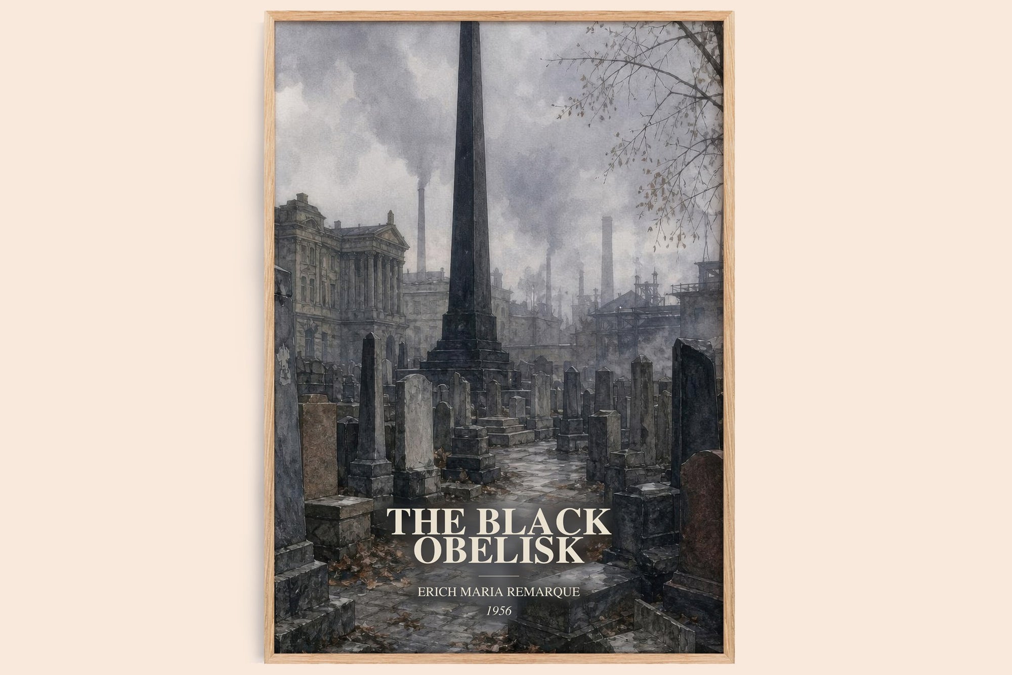 The Black Obelisk watercolour book poster by Erich Maria Remarque – framed literary art print