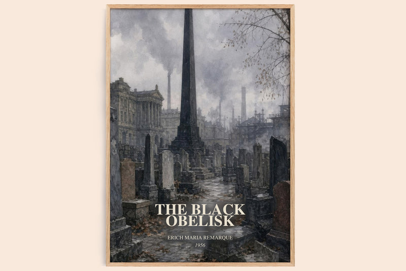 The Black Obelisk watercolour book poster by Erich Maria Remarque – framed literary art print