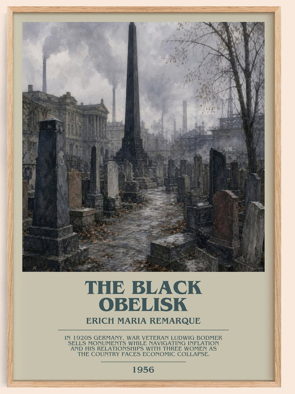 The Black Obelisk bookish book poster by Erich Maria Remarque – framed literary art print