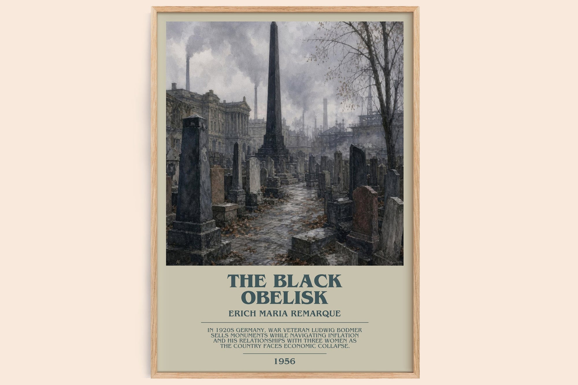 The Black Obelisk bookish book poster by Erich Maria Remarque – framed literary art print