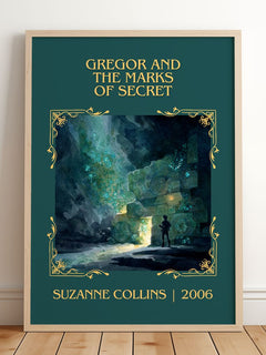 Gregor And The Marks Of Secret Classic Book Art Print by S. Collins – framed print leaning on a wooden floor
