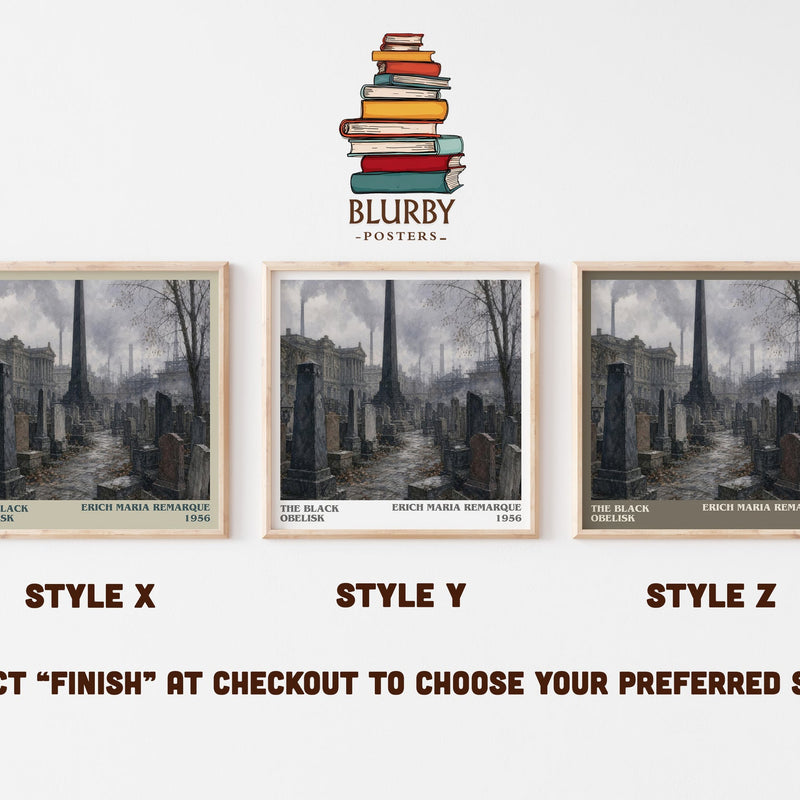 The Black Obelisk literary print in frame leaning in hallway – historical fiction wall art