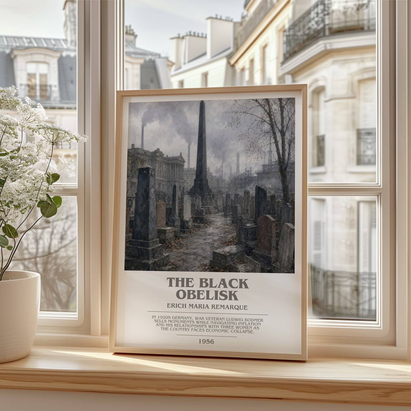 The Black Obelisk bookish poster colour and style options – Erich Maria Remarque book art