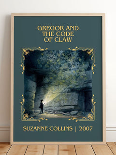 Gregor And The Code Of Claw Classic Book Art Print by Suzanne Collins – framed print leaning on a wooden floor