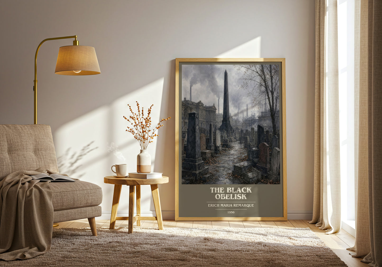 The Black Obelisk book cover print on bookshelf – Erich Maria Remarque fan gift