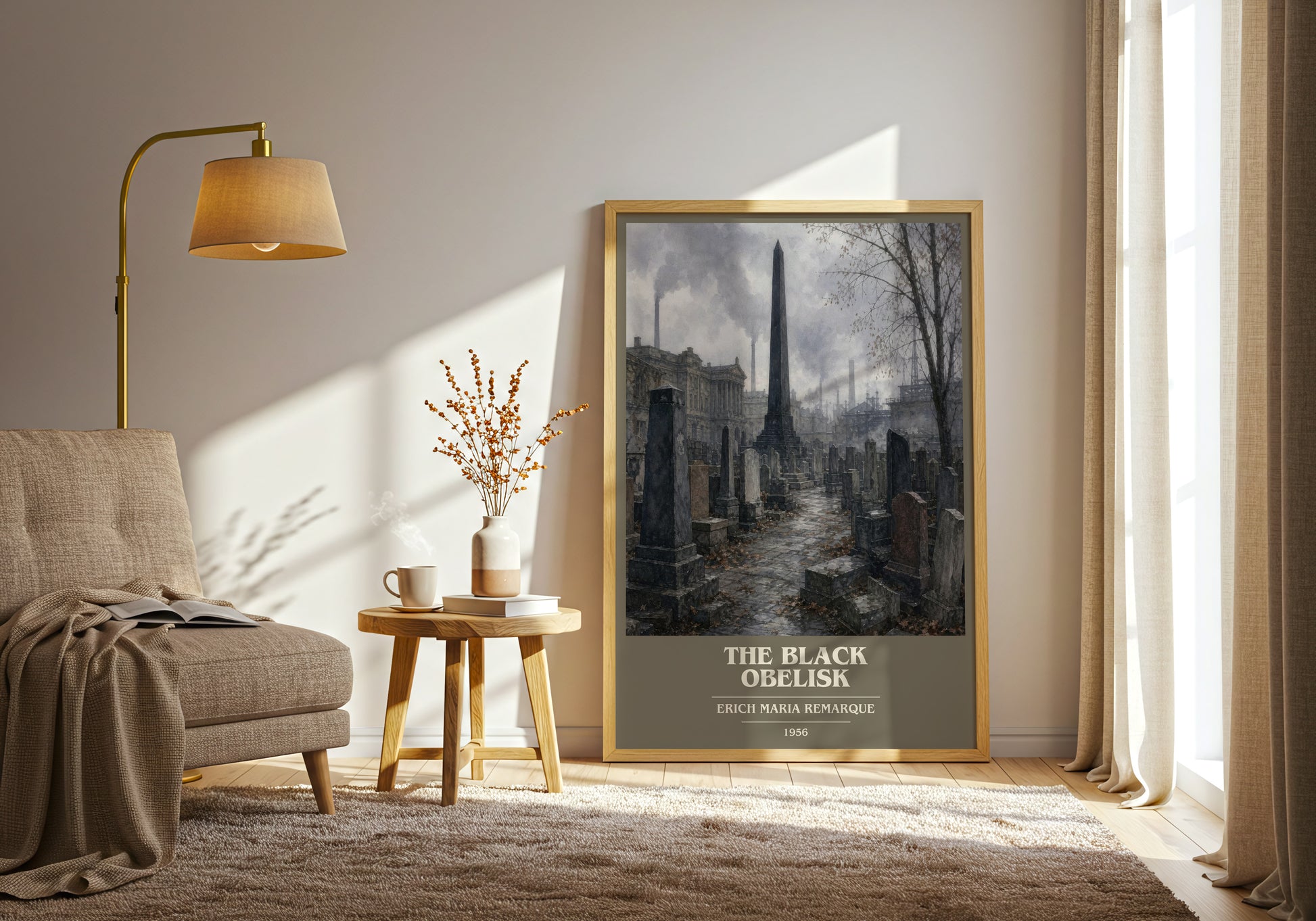 The Black Obelisk book cover print on bookshelf – Erich Maria Remarque fan gift