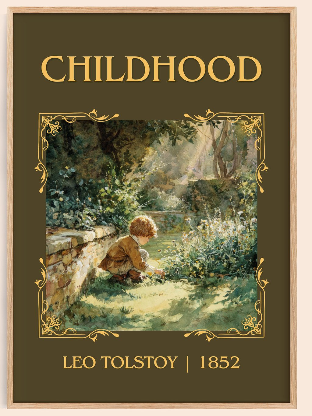 Childhood Classic Book Art Print by Leo Tolstoy – book poster