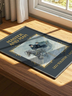 Master And Man Classic Book Art Print by Leo Tolstoy – print on a sunlit desk