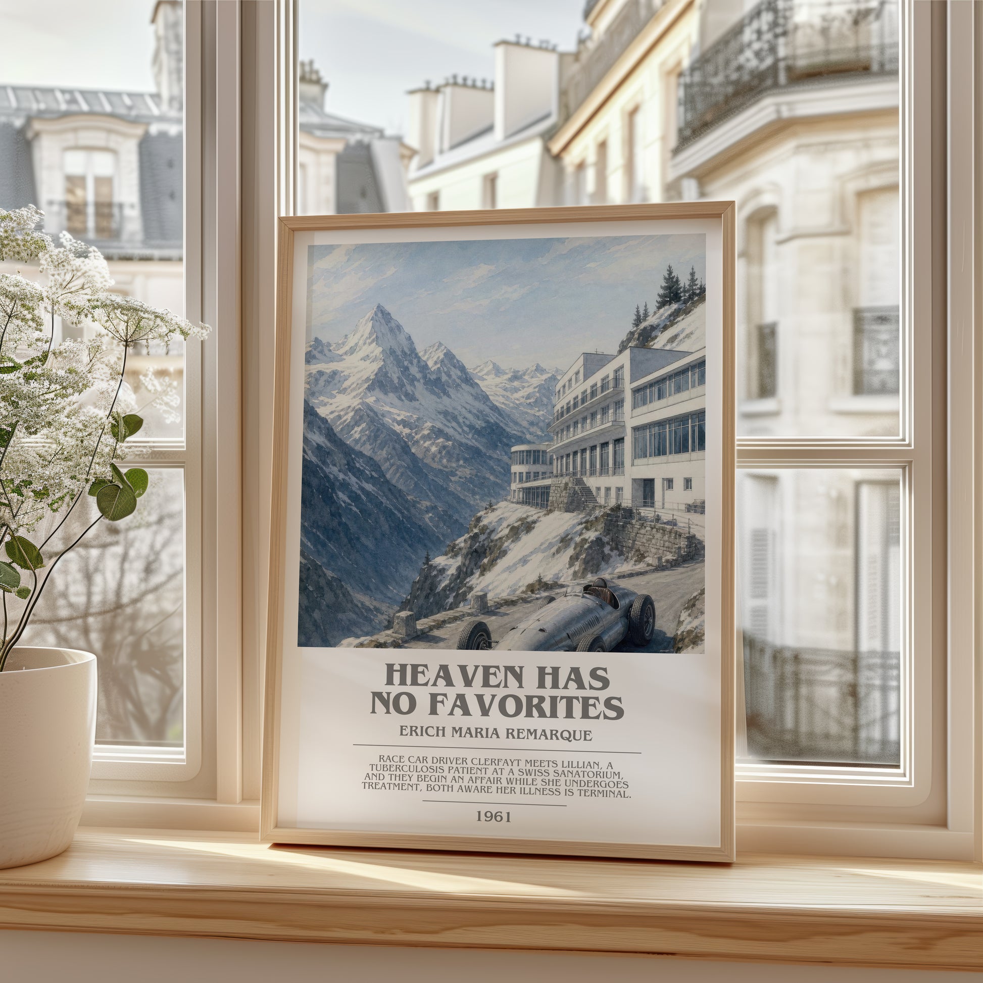 Heaven Has No Favorites bookish poster colour and style options – Erich Maria Remarque book art