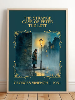 Strange Case Of Peter The Lett Classic Book Art Print by G. Simenon – framed print leaning on a wooden floor