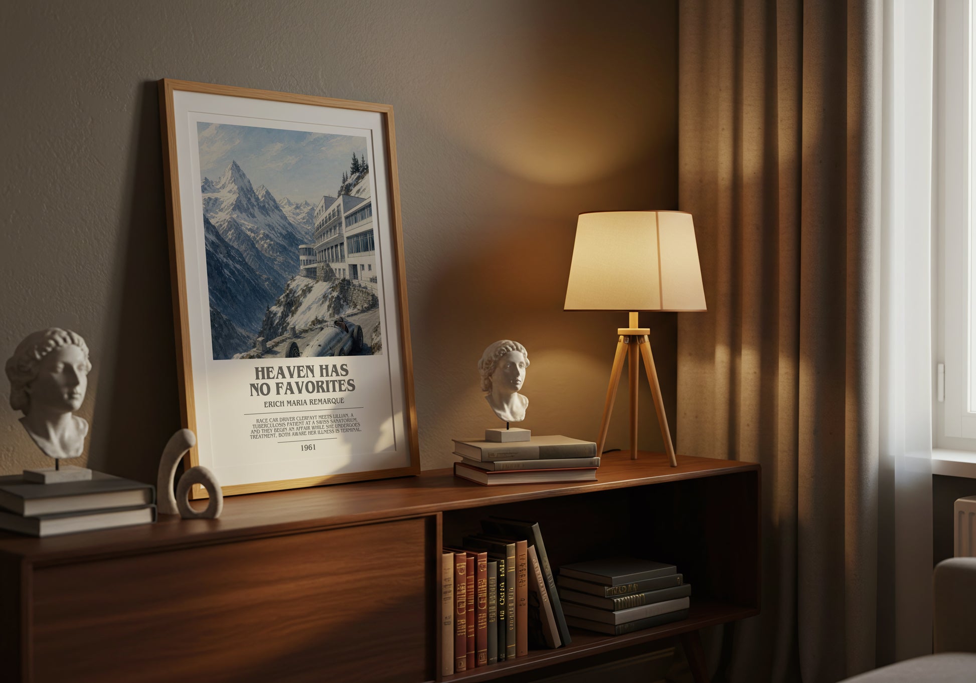 Heaven Has No Favorites bookish book poster framed on wall – literary fiction wall art