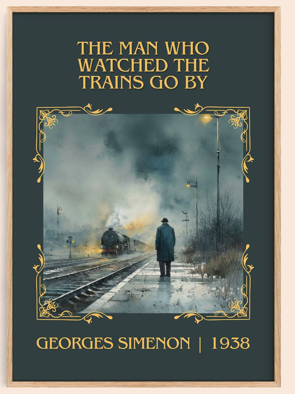 Man Who Watched The Trains Go By Classic Book Art Print by G. Simenon – book poster