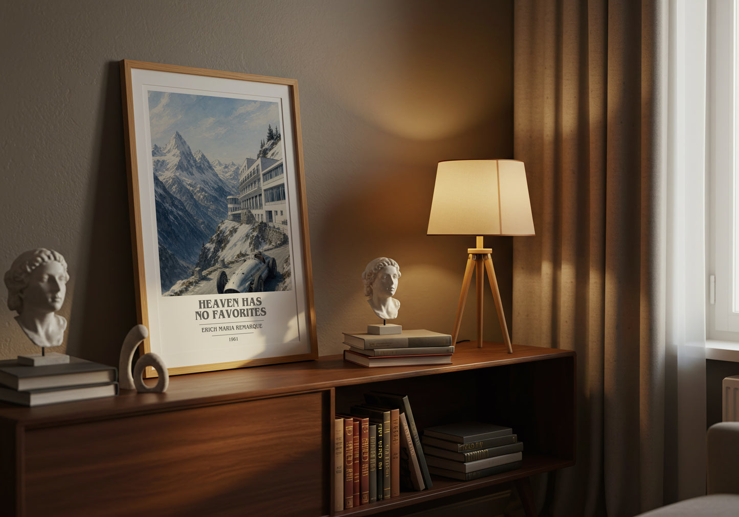 Heaven Has No Favorites book cover book poster framed on wall – literary fiction wall art