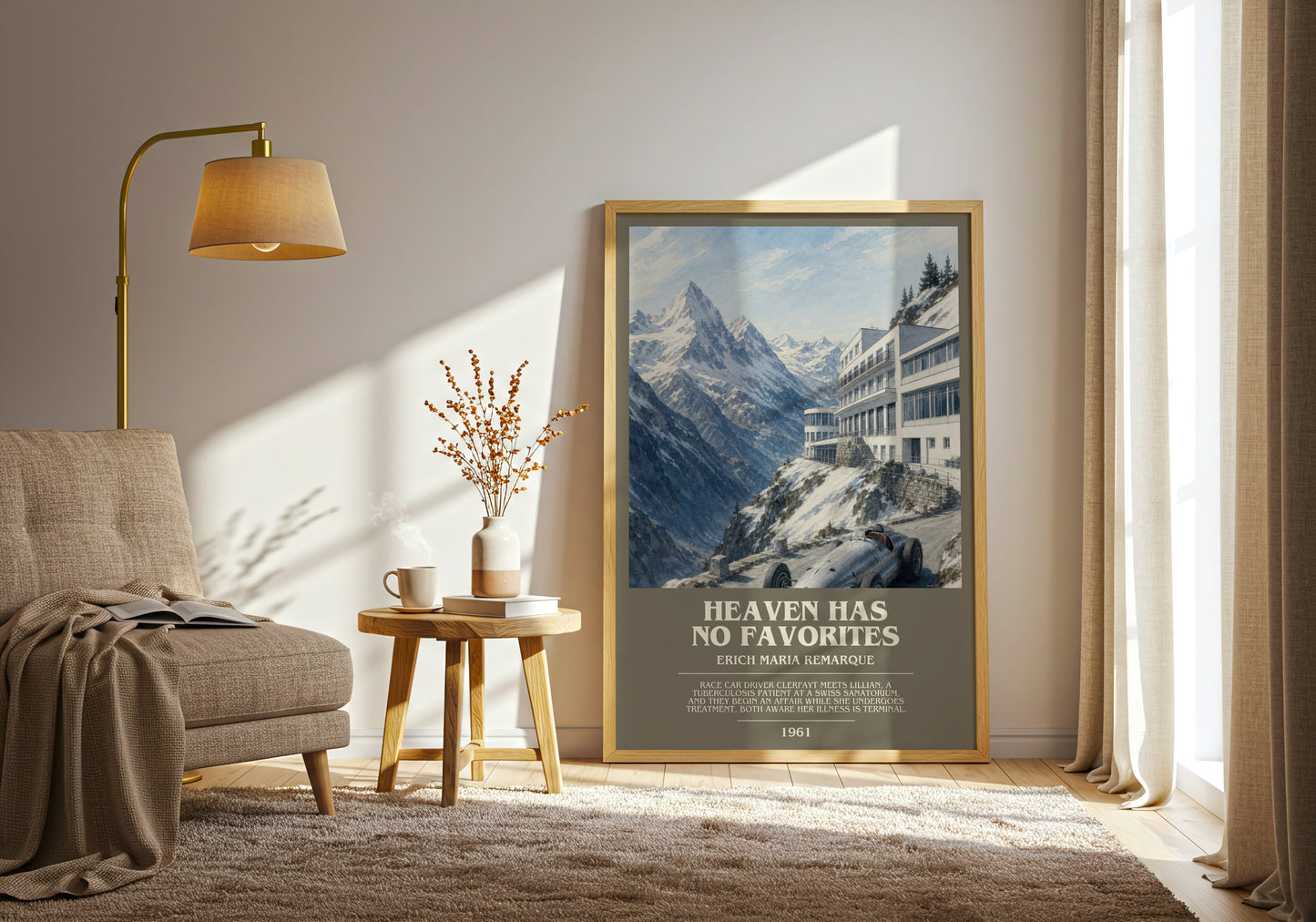 Heaven Has No Favorites bookish print on bookshelf – Erich Maria Remarque fan gift