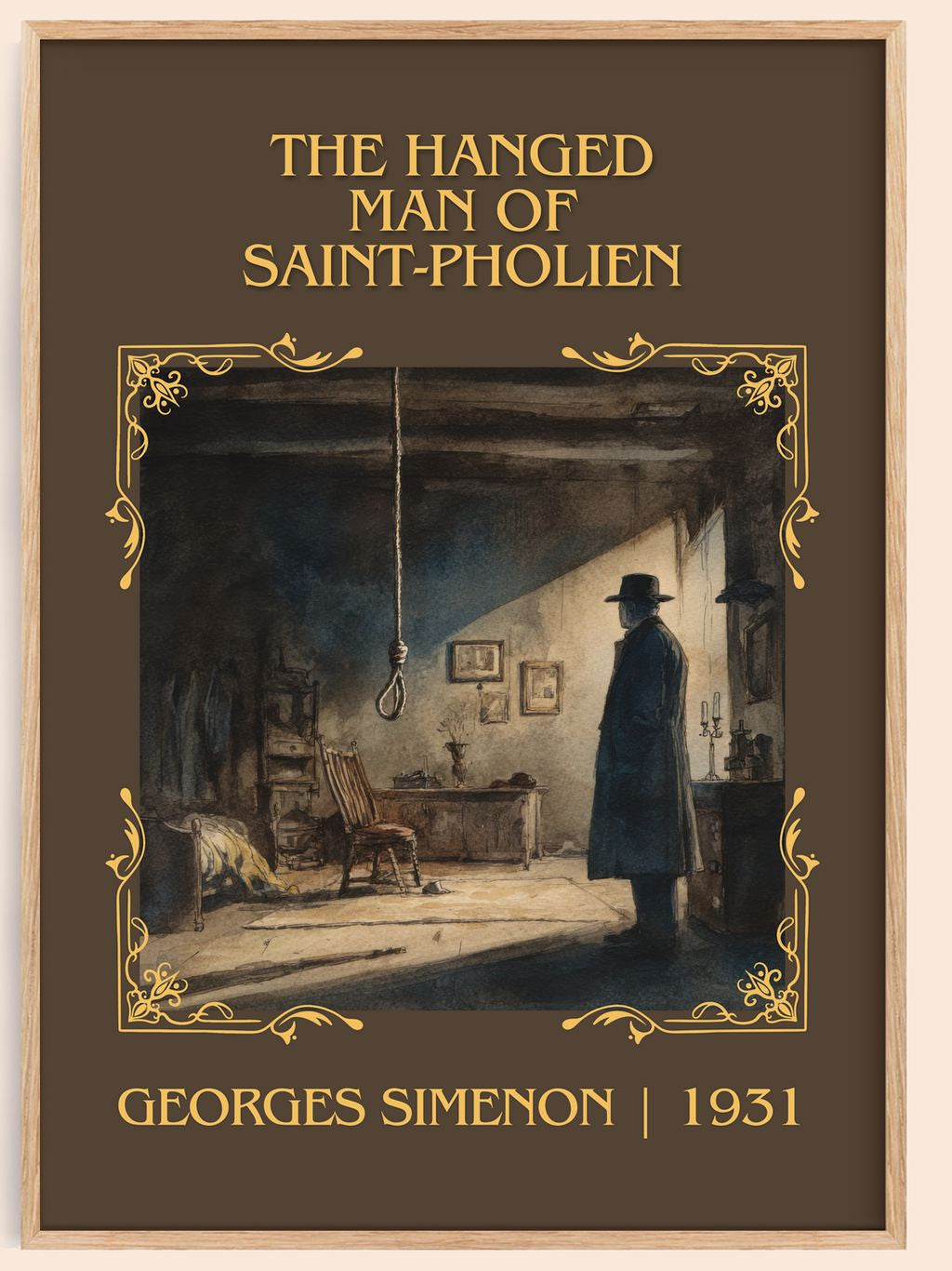 Hanged Man Of Saint-Pholien Classic Book Art Print by Georges Simenon – book poster