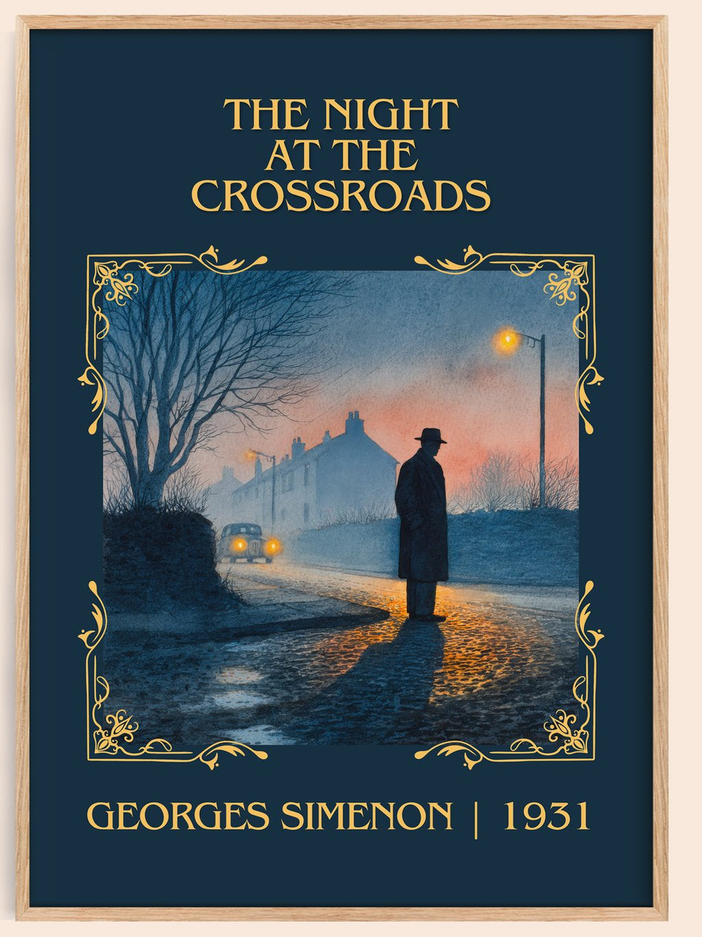 The Night At The Crossroads Classic Book Art Print by Georges Simenon – book poster