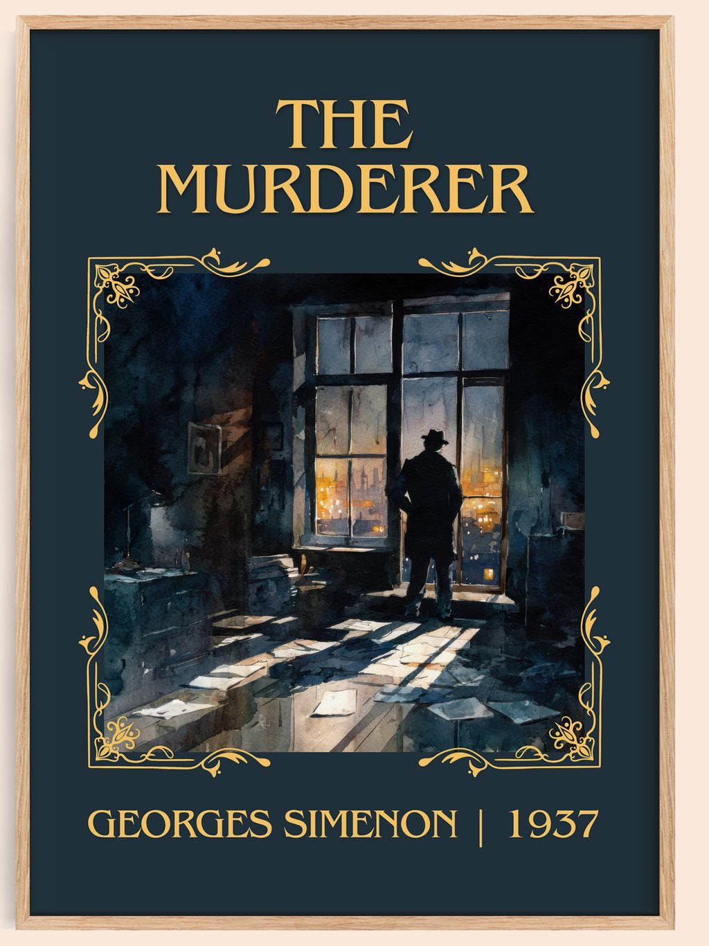 The Murderer Classic Book Art Print by Georges Simenon – book poster