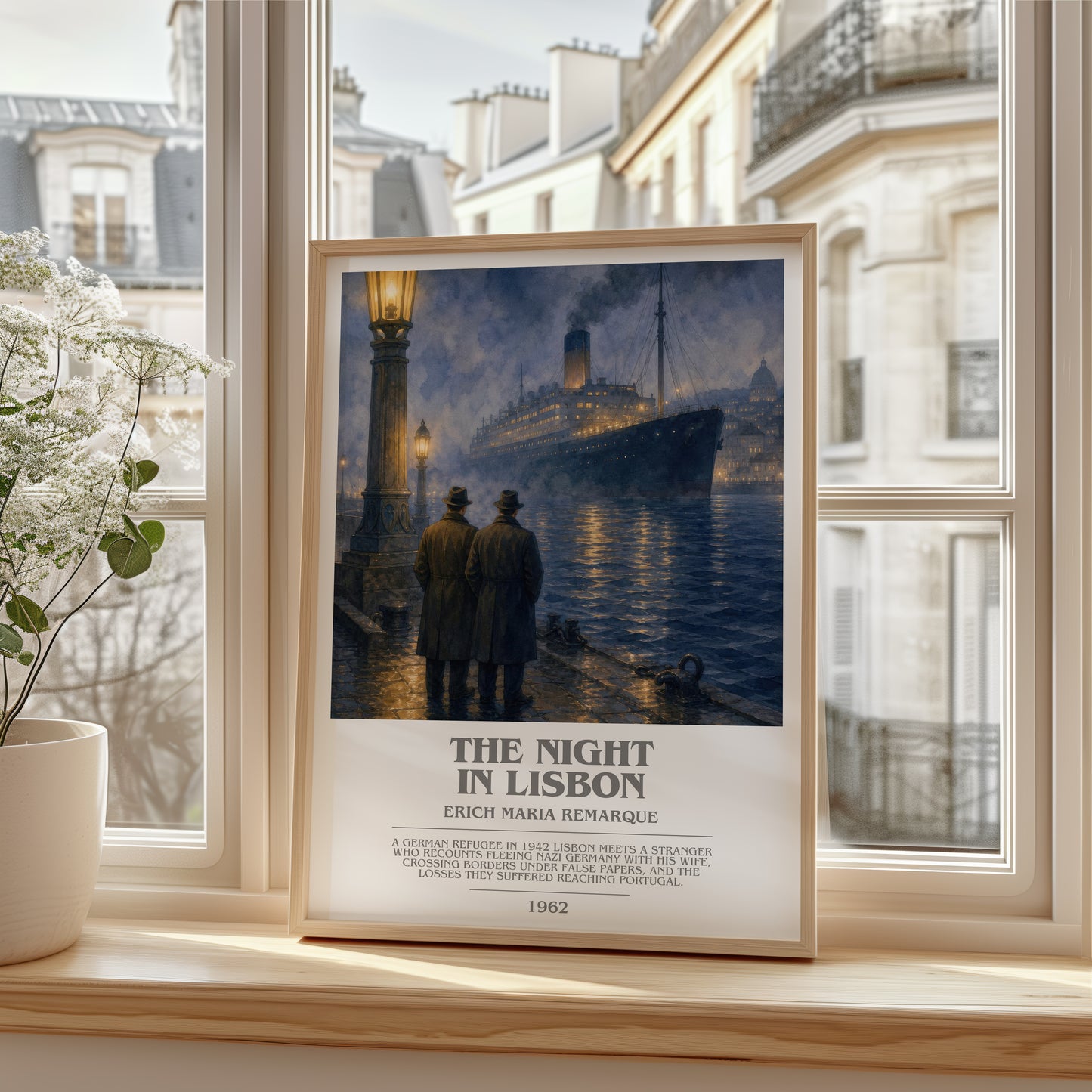 The Night In Lisbon bookish poster colour and style options – Erich Maria Remarque book art