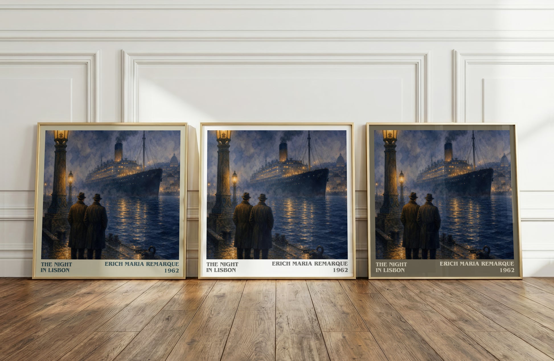 The Night In Lisbon literary art print colour and style options – Erich Maria Remarque book art