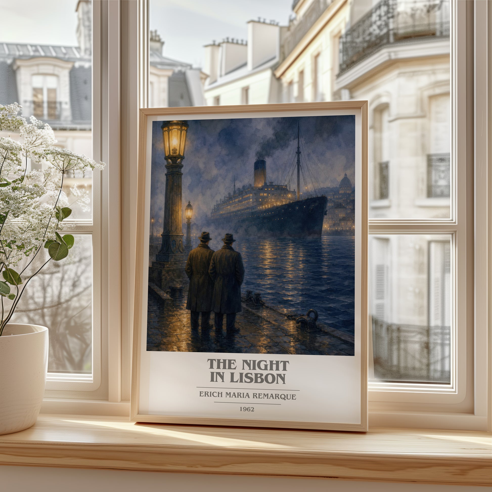 The Night In Lisbon book cover poster colour and style options – Erich Maria Remarque book art