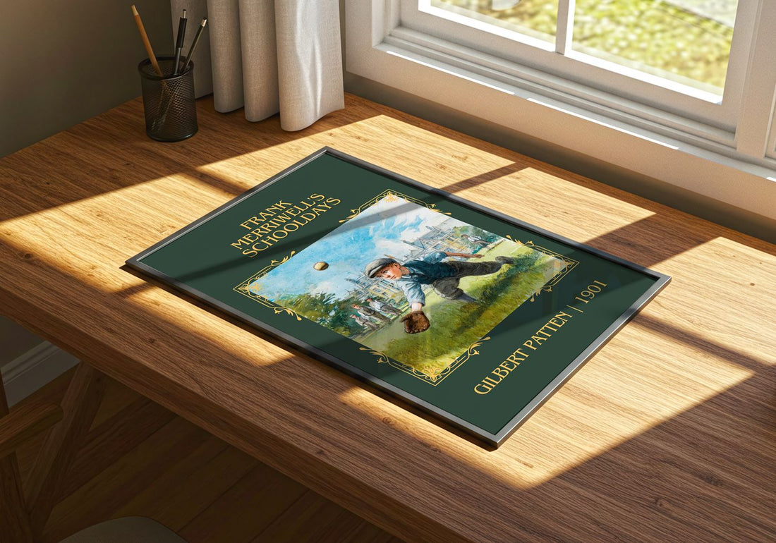 Frank Merriwell'S Schooldays Classic Book Art Print by Gilbert Patten – print on a sunlit desk