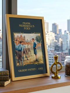 Frank Merriwell'S Foes Classic Book Art Print by Gilbert Patten – framed print on a city-view windowsill
