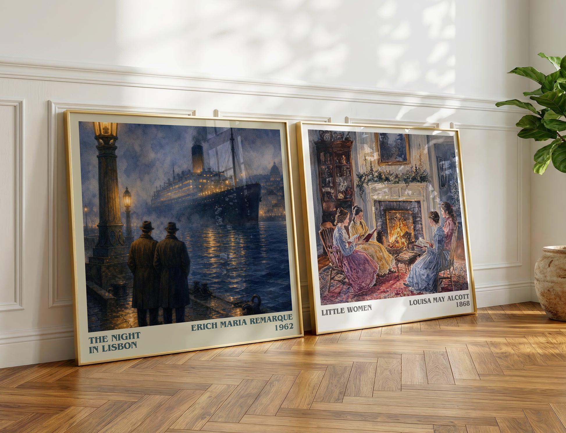 The Night In Lisbon literary print on bookshelf – Erich Maria Remarque fan gift