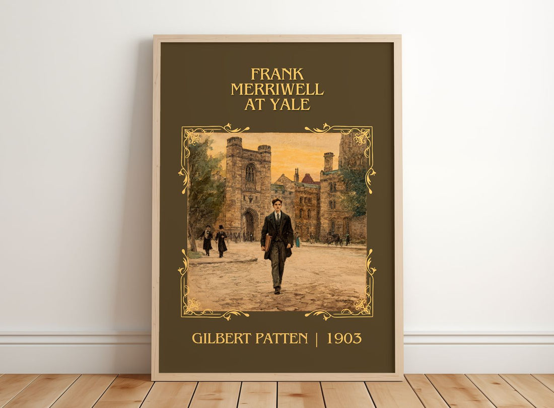 Frank Merriwell At Yale Classic Book Art Print by Gilbert Patten – framed print leaning on a wooden floor