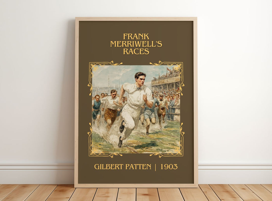 Frank Merriwell'S Races Classic Book Art Print by Gilbert Patten – framed print leaning on a wooden floor