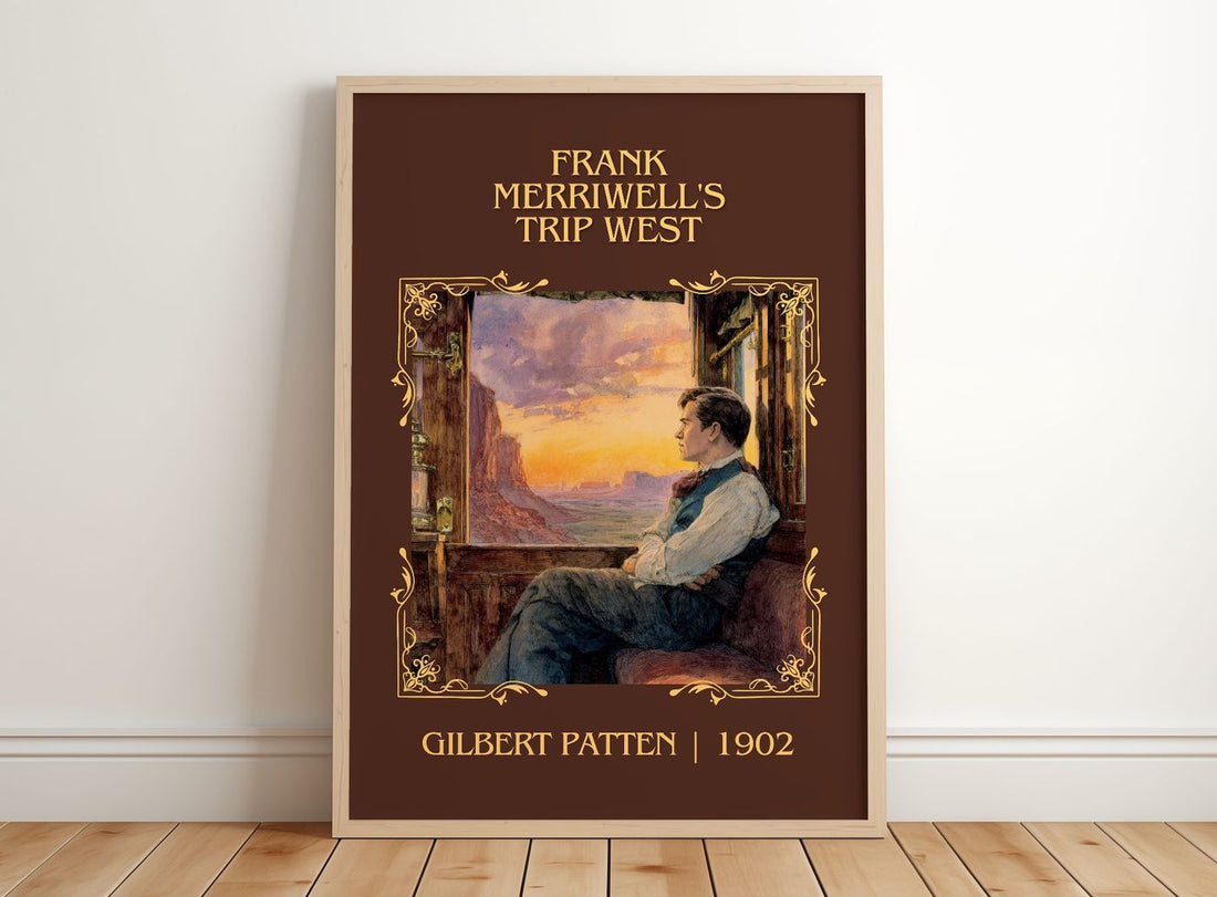 Frank Merriwell'S Trip West Classic Book Art Print by Gilbert Patten – framed print leaning on a wooden floor